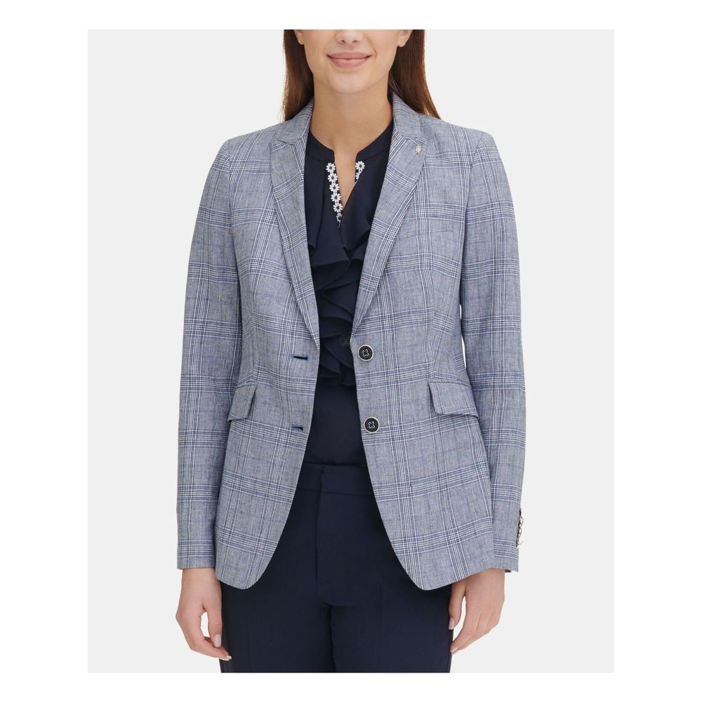 Tommy Hilfiger Blue Plaid Wear To Work Blazer - Navy Houndstooth 6